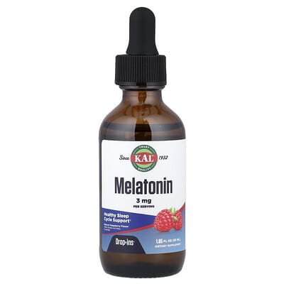 KAL мелатонин, натуральный малиновый вкус, 1.85 fl oz (55 ml)
