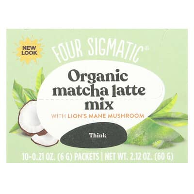 Four Sigmatic Think, органическая смесь матча латте с грибами Lion's Mane, 10 пакетиков, по 0.21 oz (6 g)