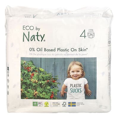 Eco Diaper, Size 4, 15-40 lbs (7-18 kg), 26 Diapers