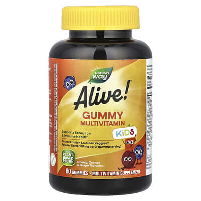 Alive! Kids, Gummy Multivitamin, Cherry, Orange & Grape , 60 Gummies