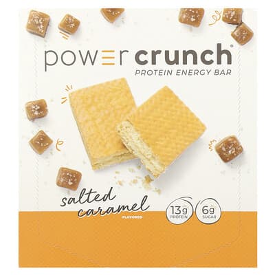 Power Crunch®, протеиновый батончик, Соленая карамель, 12 шт, 1.4 oz (40 g) каждый