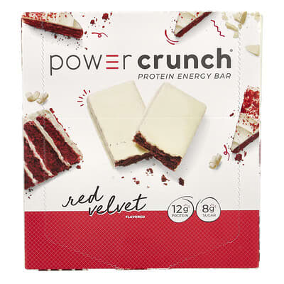 BNRG® протеиновый энергетический батончик Power Crunch®, Красный бархат, 12 штук, 1.4 oz (40 g) каждый