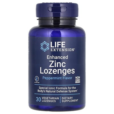 Enhanced Zinc Lozenges, Peppermint, 30 Vegetarian Lozenges (18.75 mg per Lozenge)