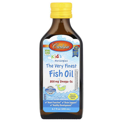 Kid's, Norwegian, The Very Finest Fish Oil, Natural Lemon, 800 mg, 6.7 fl oz (200 ml)