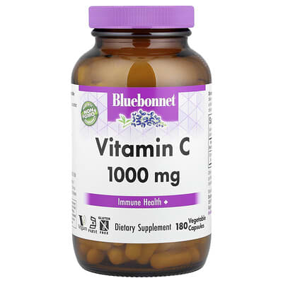 Витамин C, 1,000 mg, 180 растительных капсул