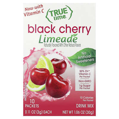 True Lime®, Limeade, Black Cherry, 10 Packets, 0.11 oz (3 g) Each
