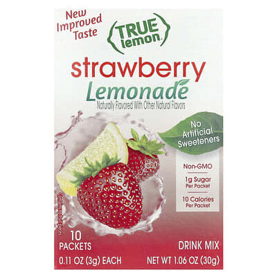 True Lemon®, Strawberry Lemonade, 10 пакетиков, 0.11 oz (3 g) каждый