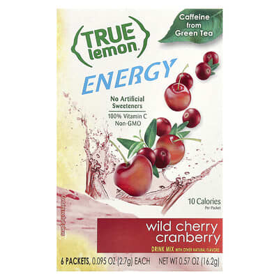 True Lemon®, Energy, Wild Cherry Cranberry, 6 Packets, 0.095 oz (2.7 g) Each