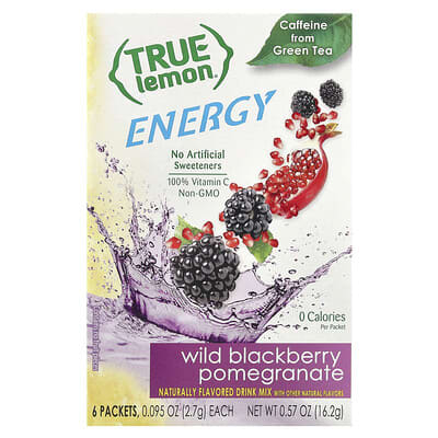 True Lemon®, Energy, Wild Blackberry Pomegranate, 6 пакетиков, 0.095 oz (2.7 g) каждый