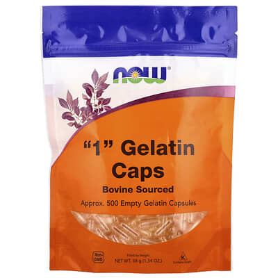 "1" Gelatin Caps, Approx. 500 Empty Gelatin Capsules, 1.34 oz (38 g)
