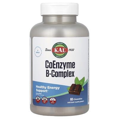 KAL Coenzyme B-Complex, Cocoa Mint, 60 жевательных таблеток