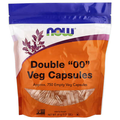 Double "00" Veg Capsules, Approx. 750 Empty Veg Capsules, 3.21 oz (91 g)
