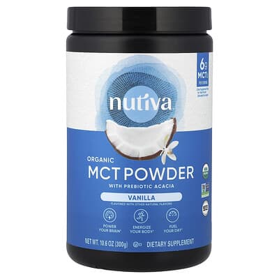Органический порошок MCT с пребиотической акацией, ваниль, 10.6 oz (300 g)