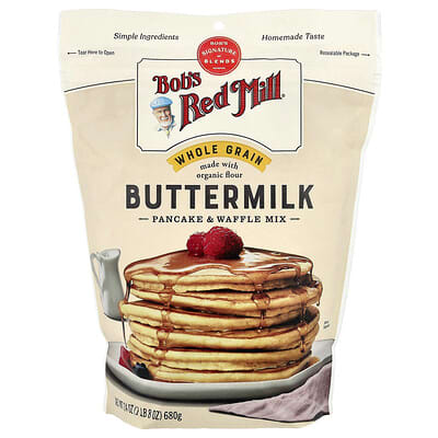 Buttermilk Pancake & Waffle Mix, Whole Grain, 24 oz (680 g)
