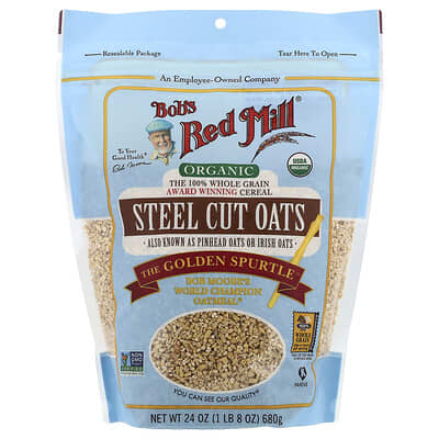 Органическая овсянка (Steel Cut), цельнозерновая, 24 oz (680 g)