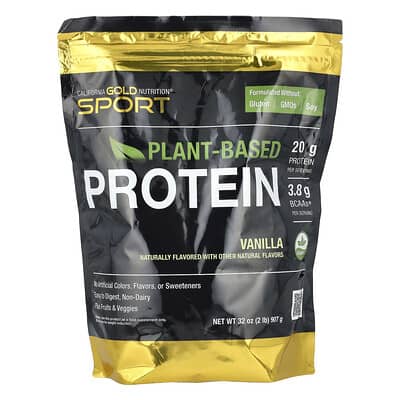 Sport, Vegan Protein with Pea Protein Isolate and Brown Rice Protein, Vanilla, 2 lb (907 g)