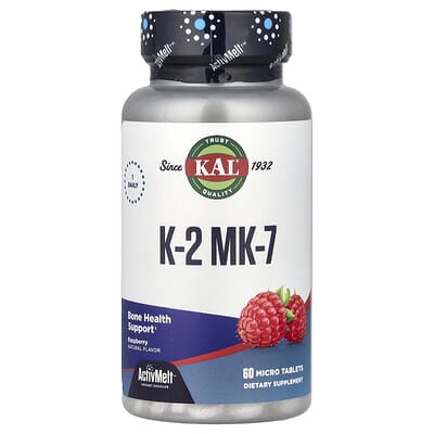 KAL K-2 MK-7, малина, 60 микротаблеток (100 mcg на таблетку)