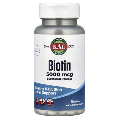 Биотин KAL, пролонгированного действия, 5,000 mcg, 60 таблеток