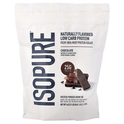 Isopure протеин, шоколад, 1 lb (454 g), с низким содержанием углеводов