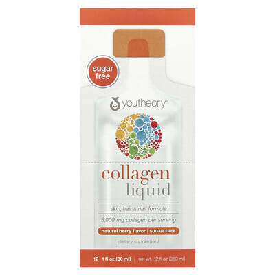 Liquid Collagen, Natural Berry, 5,000 mg, 12 Liquid Tubes, 1 fl oz (30 ml) Each