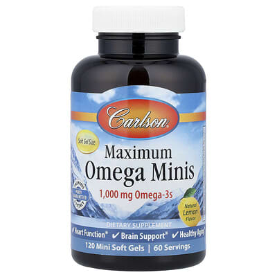 Maximum Omega Minis, Natural Lemon, 120 Mini Soft Gels (500 mg per Soft Gel)