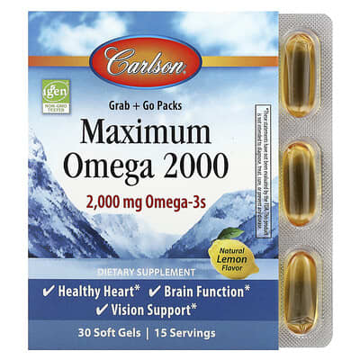 Maximum Omega 2000, Natural Lemon, 30 Soft Gels (1,000 mg per Soft Gel)