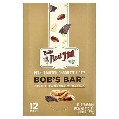 Bob's Bar™ Арахисовое масло, шоколад и овес, 12 шт, 1.76 oz (50 g) Each
