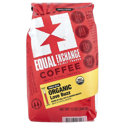 Organic Coffee, Love Buzz, цельное зерно, French Roasts, 12 oz (340 g)
