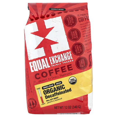 Органический кофе в зернах, Full City Roast, декофеинизированный, 12 oz (340 g)