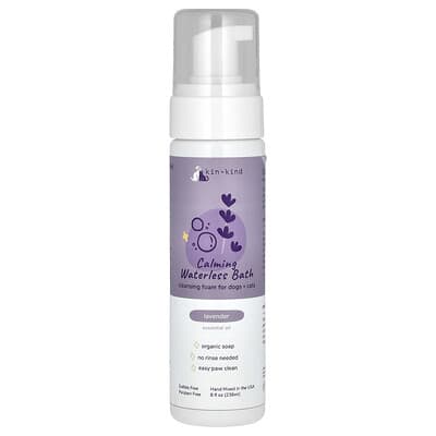 Calming Waterless Bath, Cleansing Foam For Dogs + Cats, Lavender, 8 fl oz (236 ml)