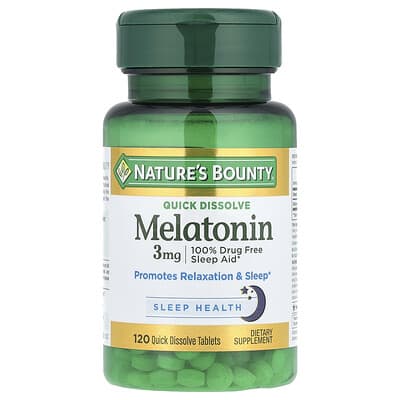 Melatonin, Natural Cherry, 3 mg, 120 Quick Dissolve Tablets
