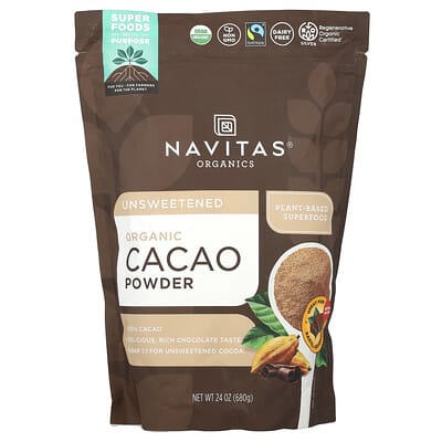 Органический порошок какао, без сахара, 24 oz (680 g)