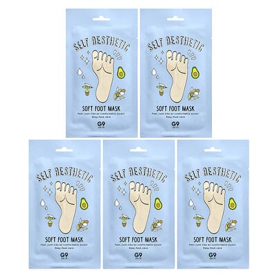 Self Aesthetic, Soft Foot Mask, 5 Masks, 0.40 fl oz (12 ml)
