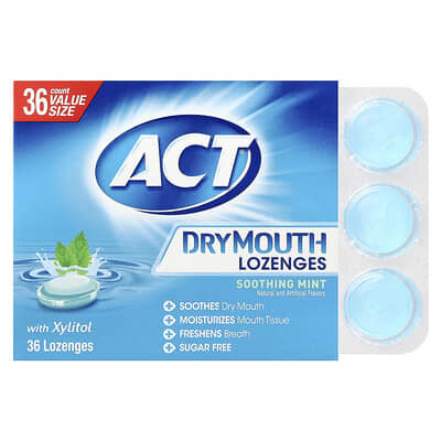 Пастилки ACT с ксилитолом, Soothing Mint, 36 Lozenges