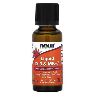 Жидкие D-3 и MK-7, мятные, 1 fl oz (30 ml)