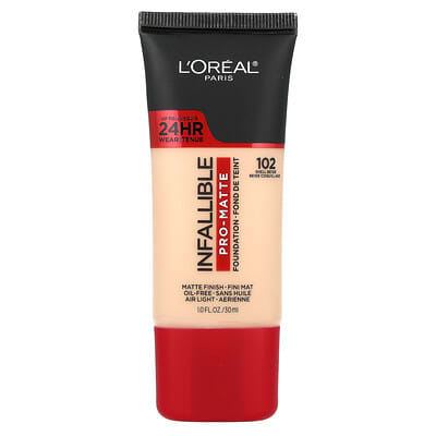Infallible, Pro-Matte Foundation, 102 Shell Beige, 1 fl oz (30 ml)