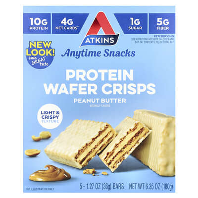 Протеиновые вафли Anytime Snacks Peanut Butter 5 Bars 1.27 oz (36 g) Each