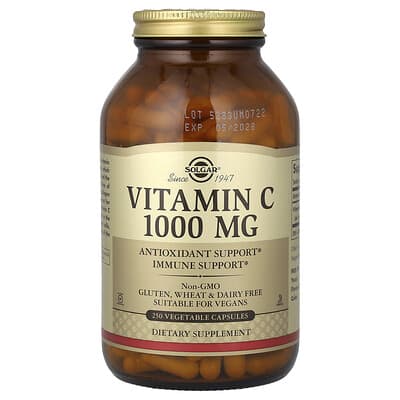 Витамин C, 1,000 mg, 250 вегетарианских капсул