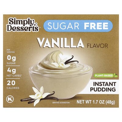 Plant-Based Instant Pudding, Sugar Free, Vanilla, 1.7 oz (48 g)