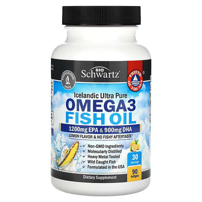 Рыбий жир Omega-3, лимон, 3,000 mg, 90 мягких капсул