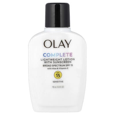 Complete, Lightweight Lotion with Sunscreen, SPF 15, Sensitive, Fragrance Free, 4 fl oz (118 ml)