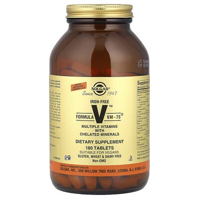 Formula V™ VM-75®, Multiple Vitamins with Chelated Minerals, Iron-Free, 180 Tablets