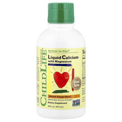Essentials, Liquid Calcium with Magnesium, Natural Orange, 16 fl oz (473 ml)