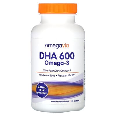 OmegaVia DHA 600 Omega-3, 600 mg, 120 мягких капсул