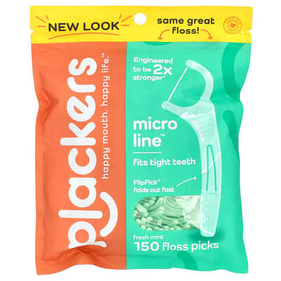 Plackers Зубные нити Micro Line, Fresh Mint, 150 Count