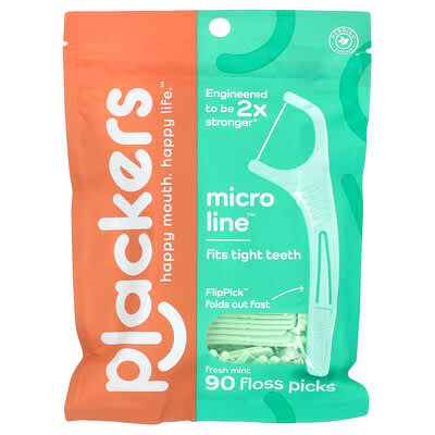 Plackers Зубные нити Micro Line, Fresh Mint, 90 Count