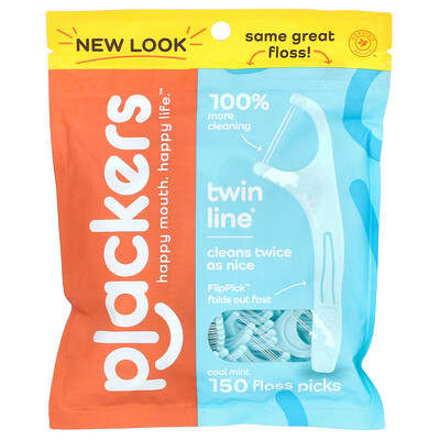 Twin-Line нити для чистки зубов Floss Picks, Cool Mint, 150 шт