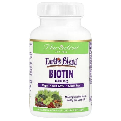 Биотин Earth's Blend®, 10,000 mcg, 90 Vegetarian Capsules