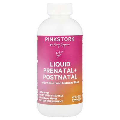 Ликвидный витаминный комплекс Pink Stork Prenatal + Postnatal, Mixed Berry, 16 fl oz (473 ml)