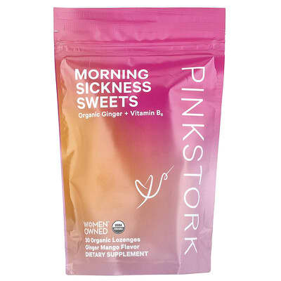 Леденцы от утренней тошноты Pink Stork Morning Sickness Sweets Ginger Mango, 30 Organic Lozenges